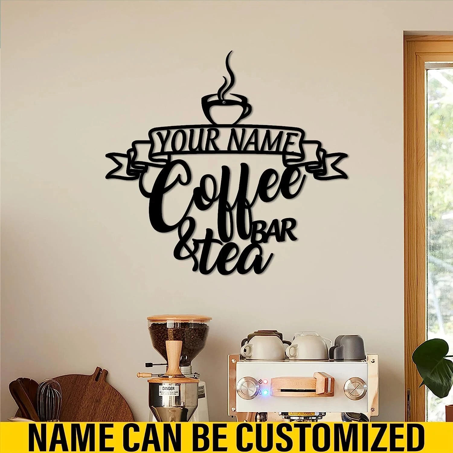 Personalized Coffee Bar Metal Sign Custom Name Kitchen Tea Room Wall Art Decor