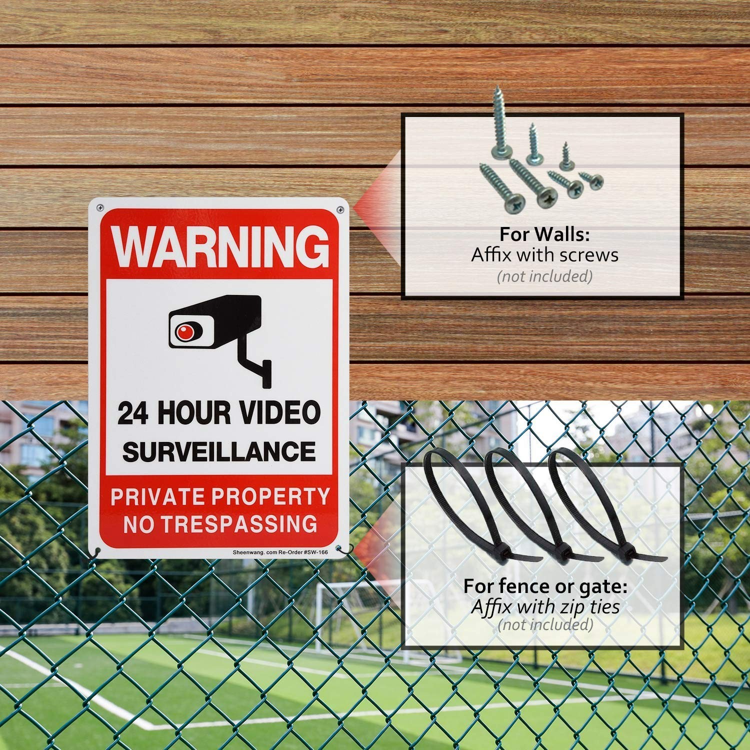 Elegant Outdoor Security – 4-Pack 10×7 No Trespassing Signs, Easy Installation