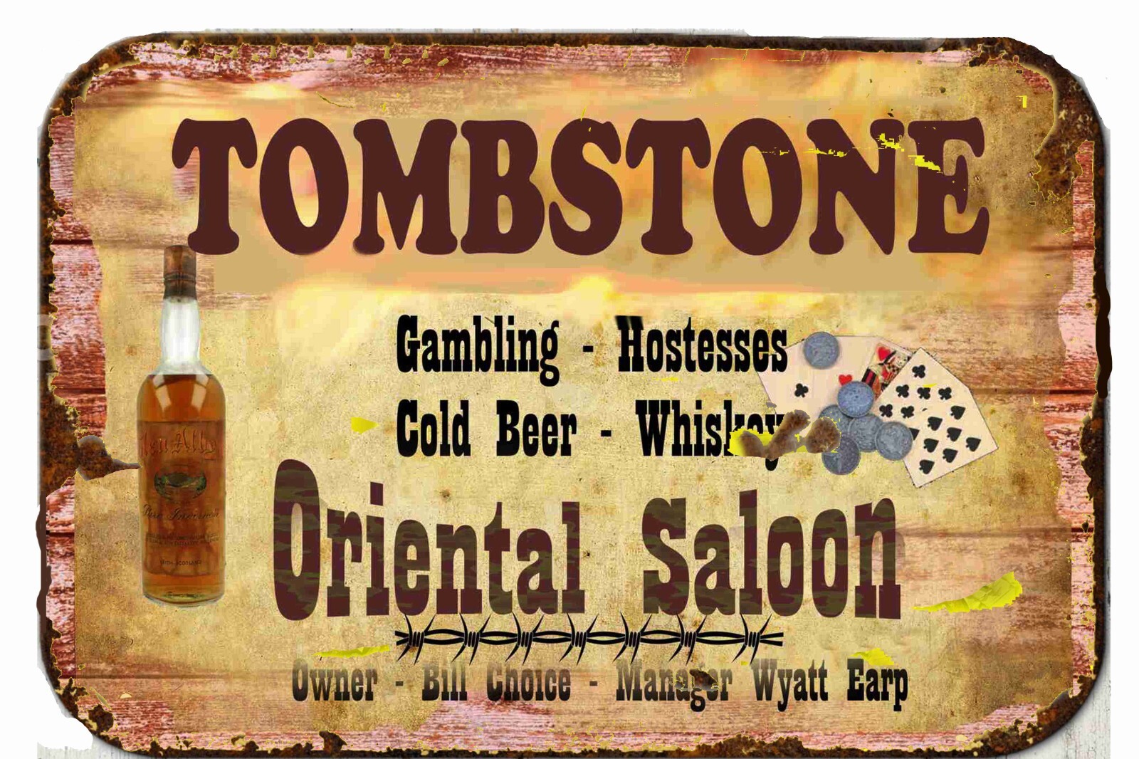 Tombstone Oriental Saloon Metal Tin Sign 8 x 12 Vintage Retro Look