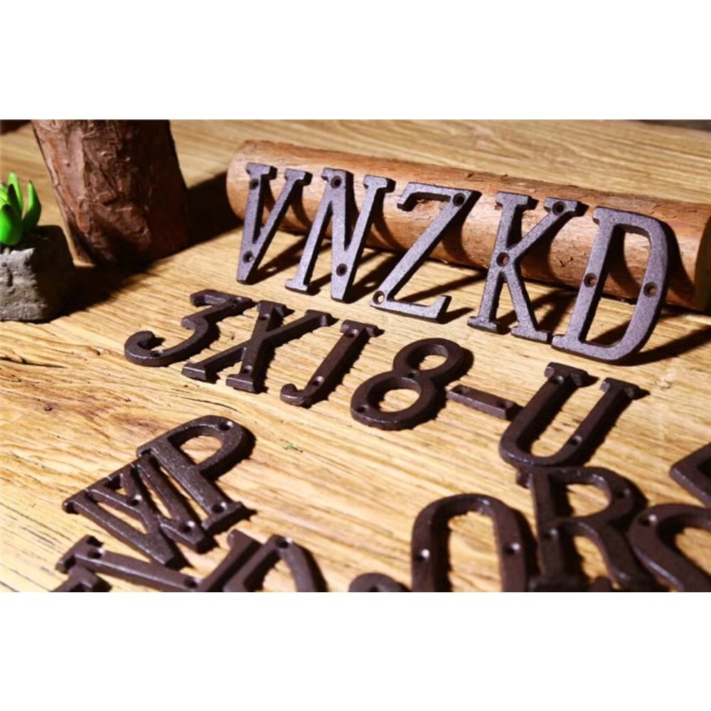 Cast Wrought Iron Black Antique Xmas House Door Alphabet Letters and Numbers US
