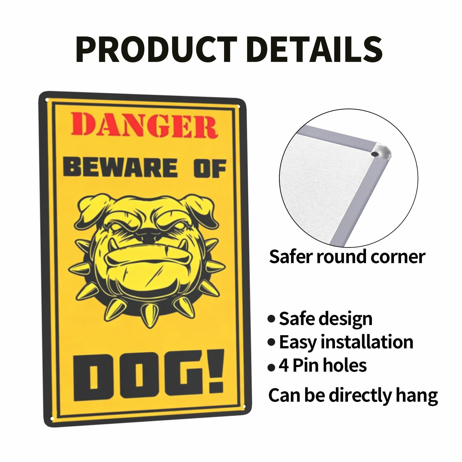 Beware of Dog Metal Sign 8x12in Yard Gate Dog Warning Plaque