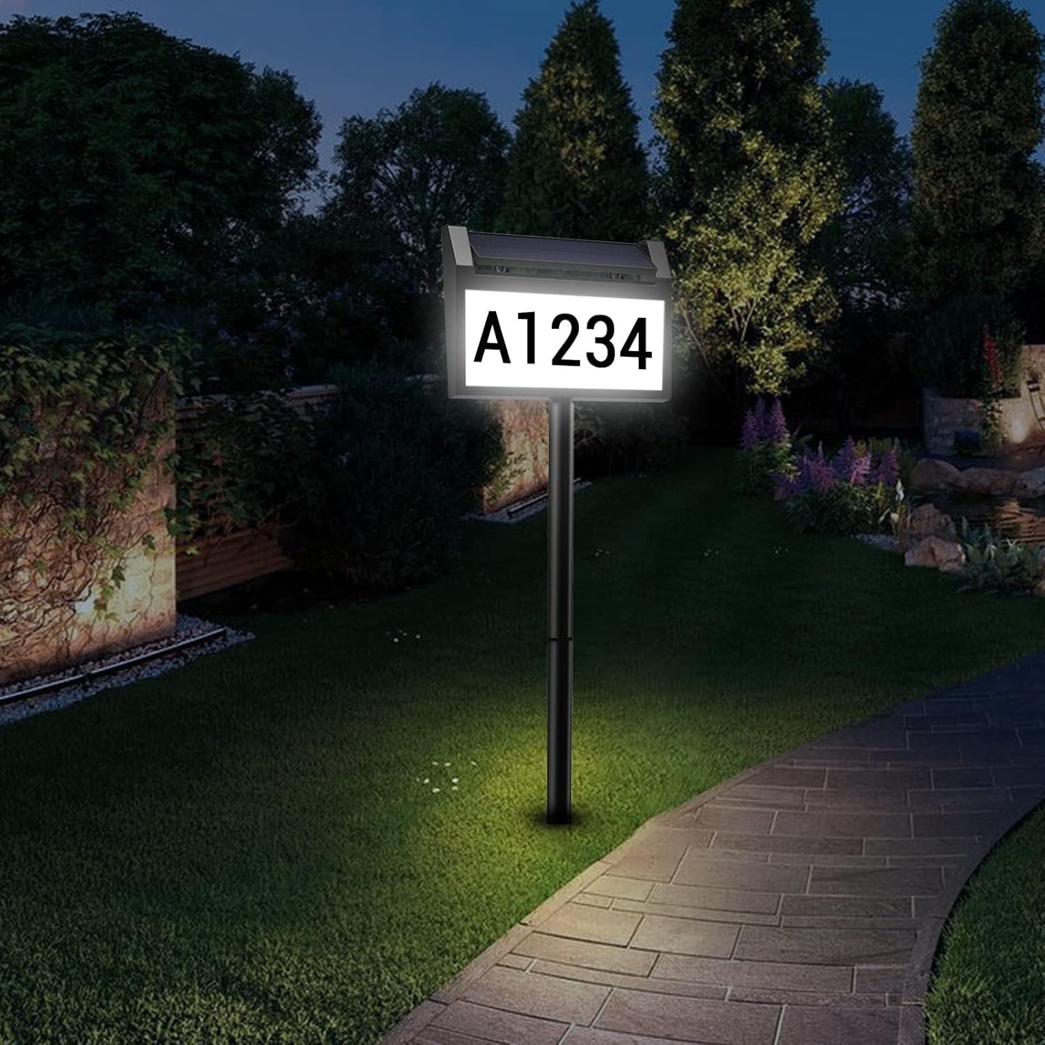 Solar House Number Sign LED Illuminated Outdoor Address Plaque Waterproof
