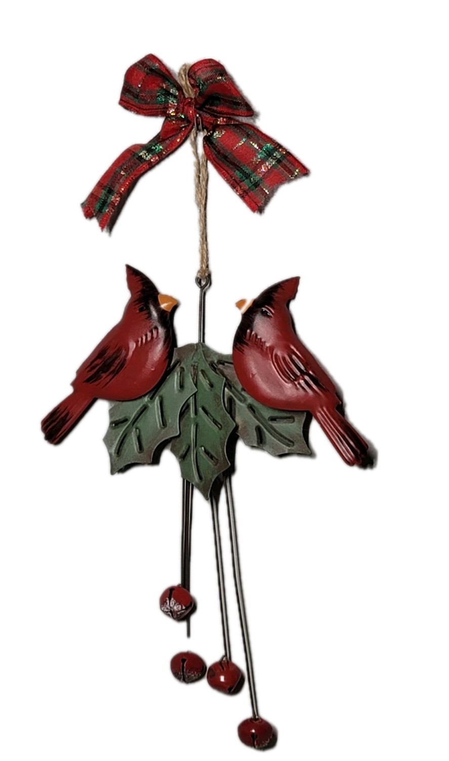Decorative Metal Cardinal Wall Or Door Hanging With Bells