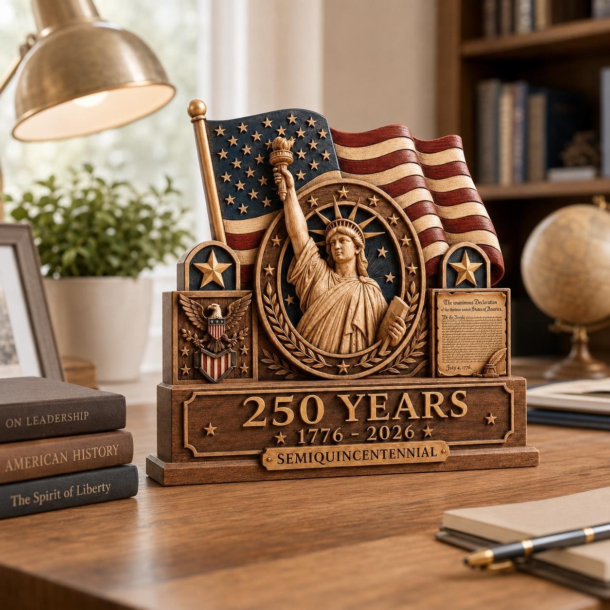 Personalized America 250th Anniversary Wooden Block, Liberty Bell Sign, USA 1776