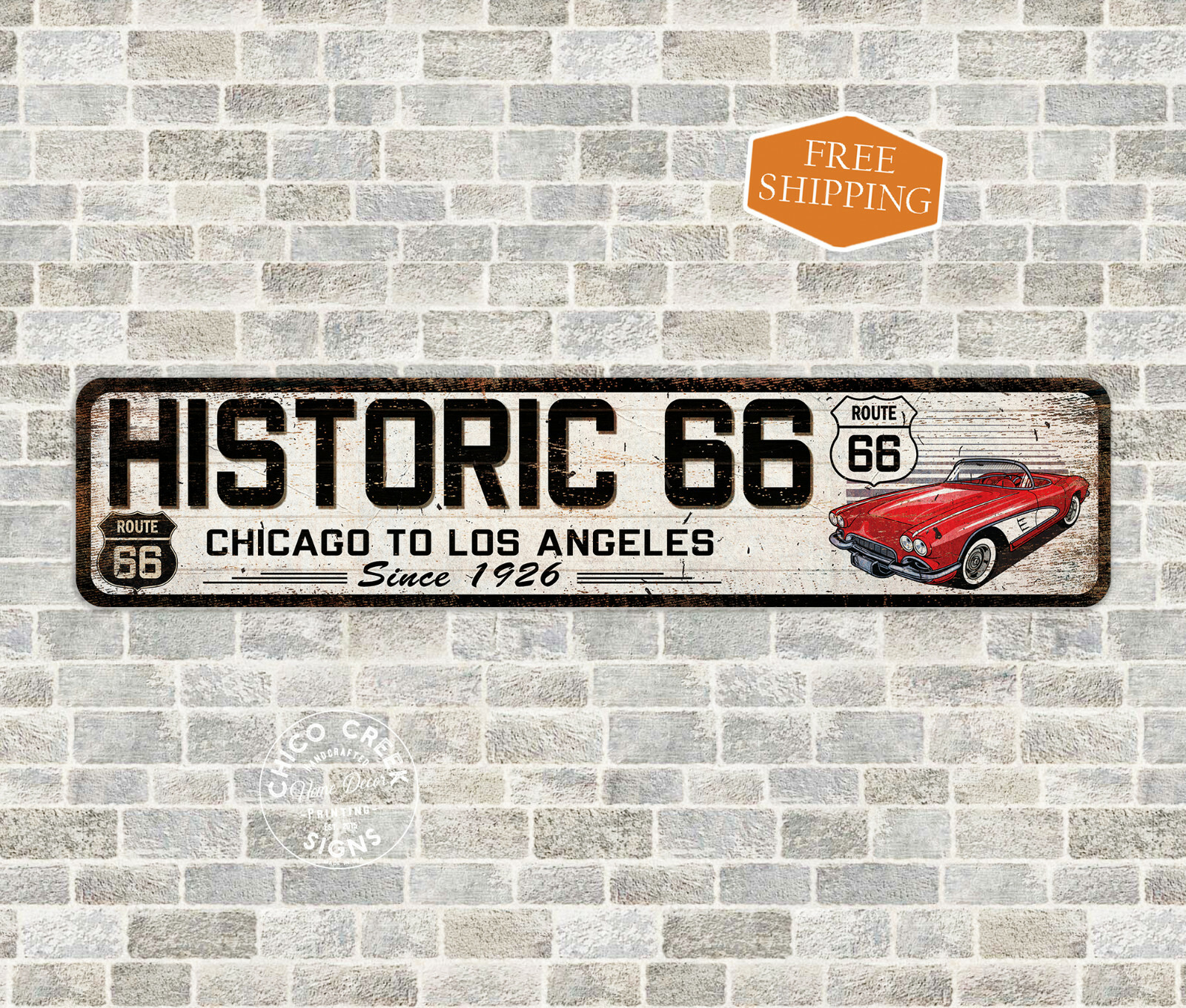 Historic Route 66 Sign America Highway Garage Decor Road Trip 4×18 104182001024