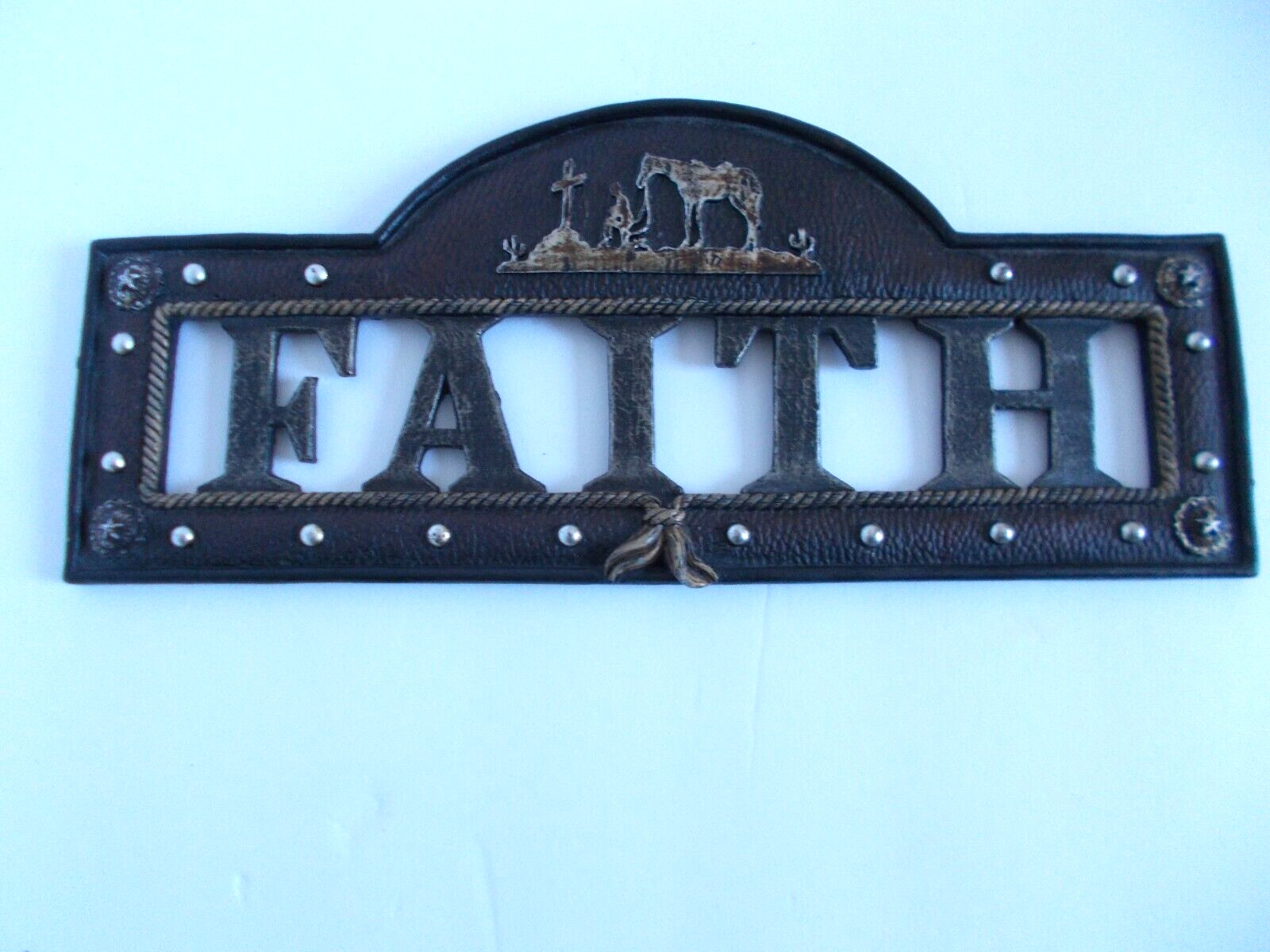 Faith Metal WESTERN Wall Hanging Sign Word Art Home Decor Ready To Hang 2X7X14