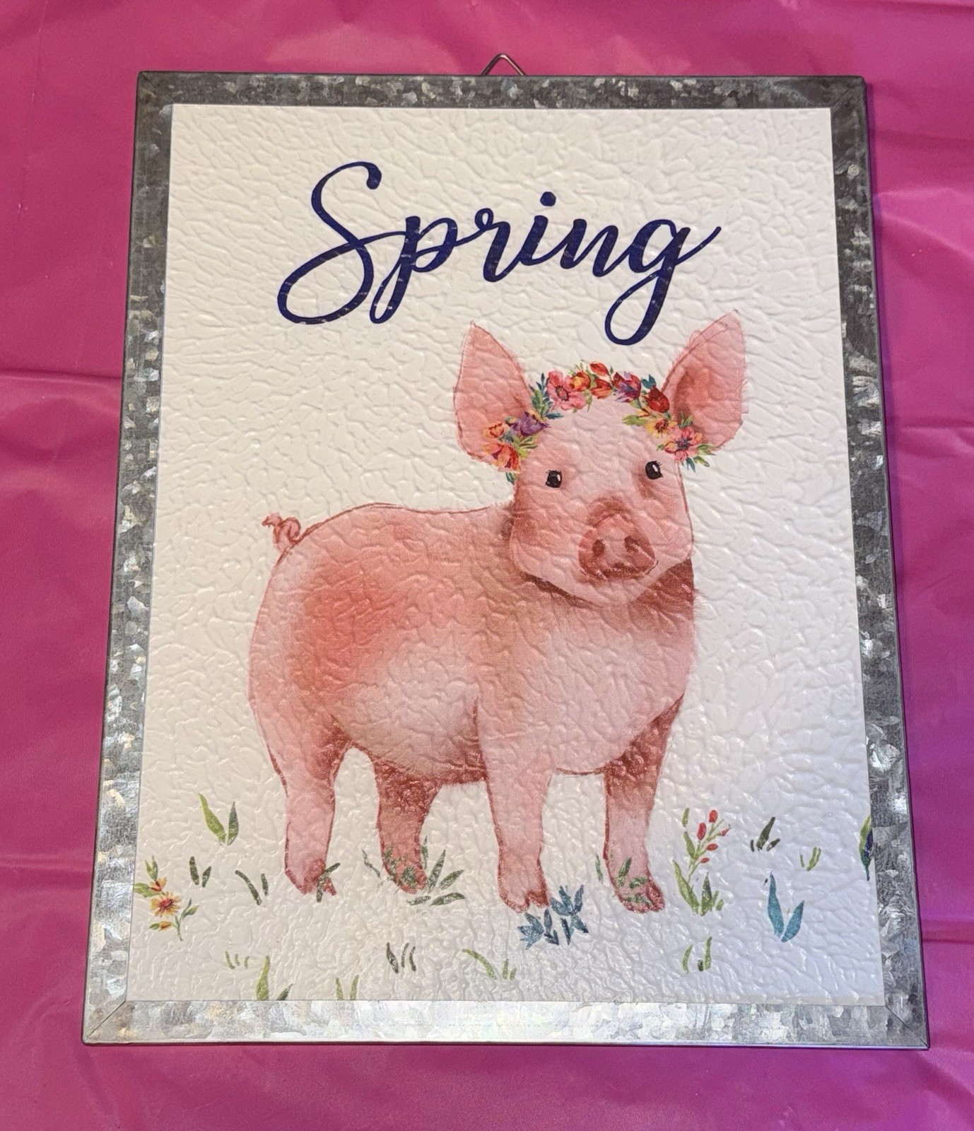 The Pioneer Woman Spring Pig Country Wood/Metal Wall Hanging Plaque 12in