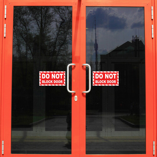 Do not block door sticker business window safety warning notice caution