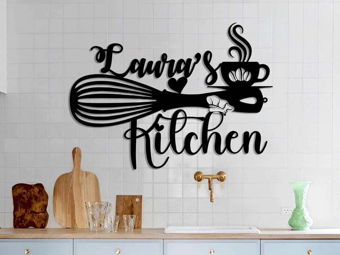 Personalized Kitchen Metal Sign Custom Name Monogram Wall Art Decor Mother’s Day