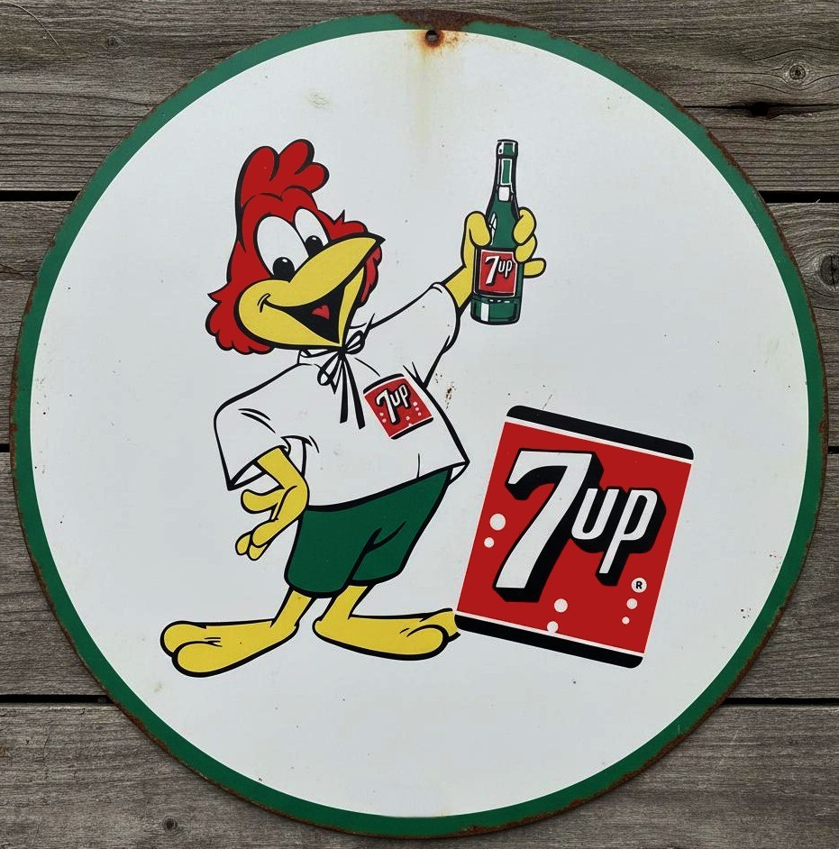 7up 12″ Diameter Vintage Novelty Metal Sign Made In USA New
