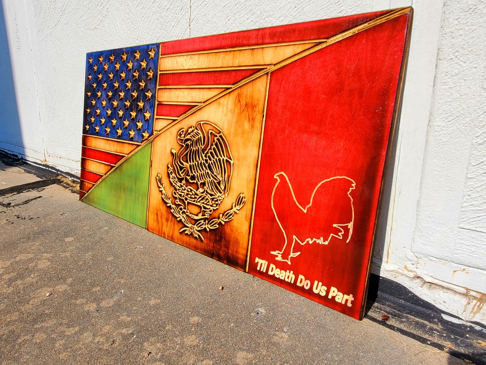 🇺🇸 Custom Carved Wooden American Flag – 24″x48″ – Handmade Rustic USA Wall Art