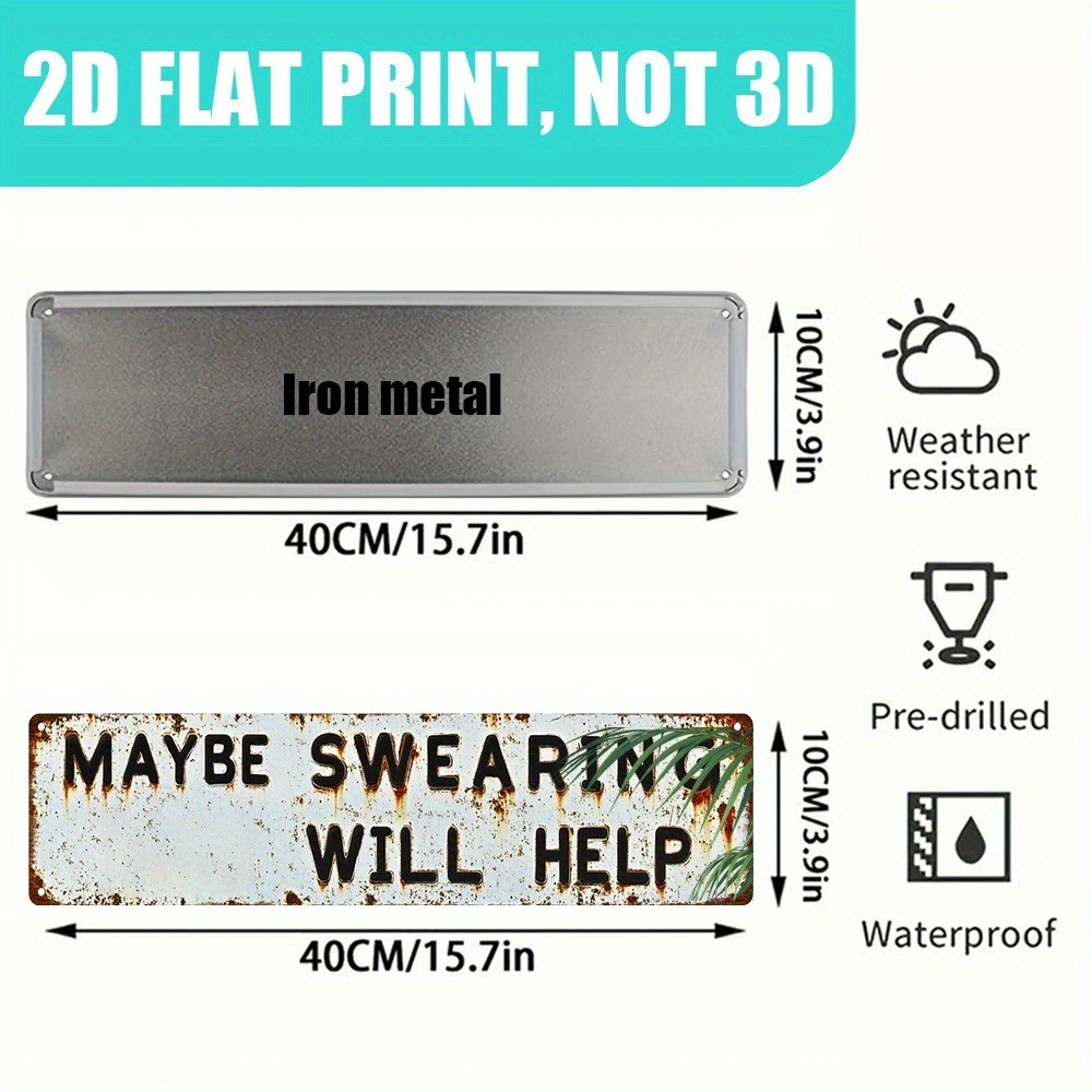Funny Maybe Swearing Will Help Metal Tin Sign Humor Decor for Home/Man Cave Wall
