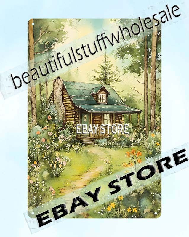 Cabin Garden Tin Sign Cottage cozy homestead contemporary wall decor