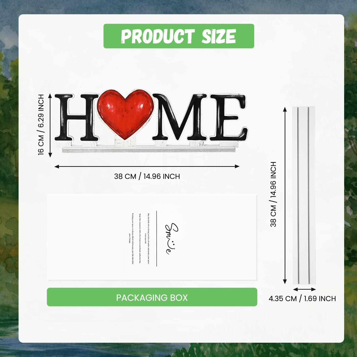 Smile Interchangeable Home Table Signs with 10 Pcs Seasonal Icons, Wooden Sign D
