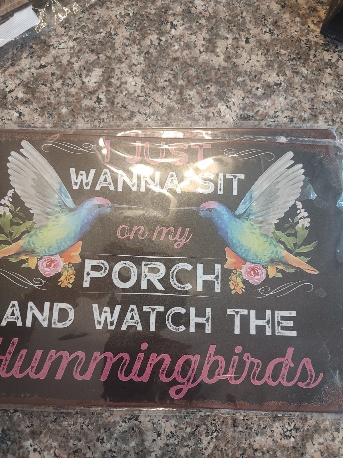 Vintage Tin Sign Sit on Porch Watch Hummingbirds Wall Decor Home/Porch/Garden