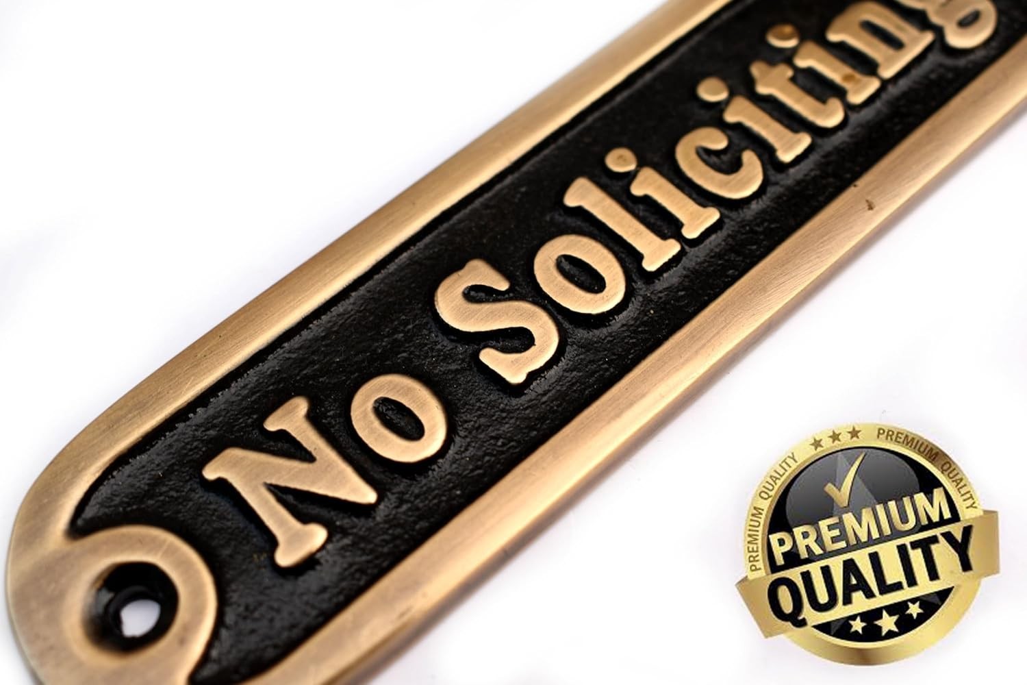 Brass No Soliciting Thank You Sign 5″ – Solid Brass Wall Plaque – No Soliciting