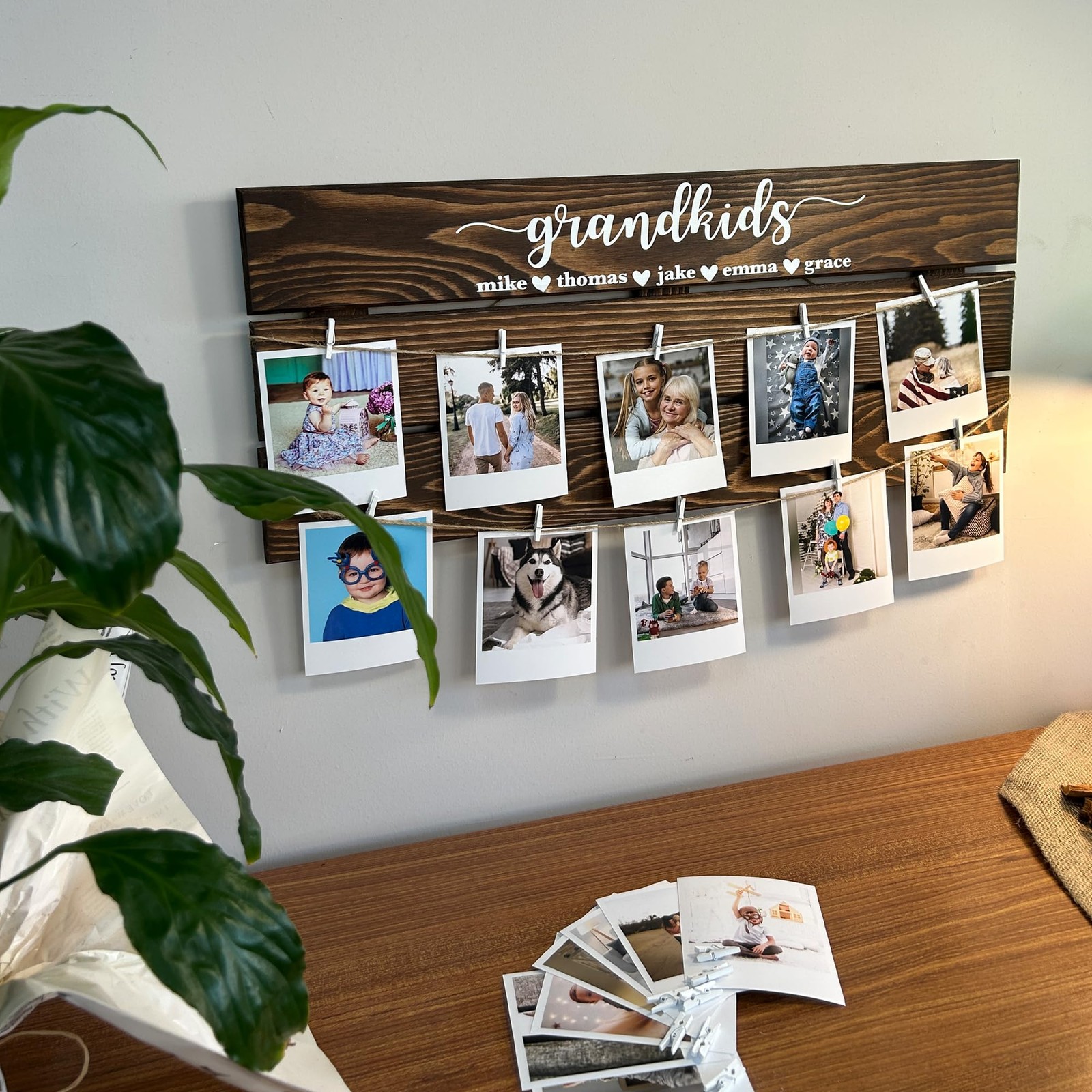 Custom Family Photo Display, Solid Wood – Custom Grandparent Gift