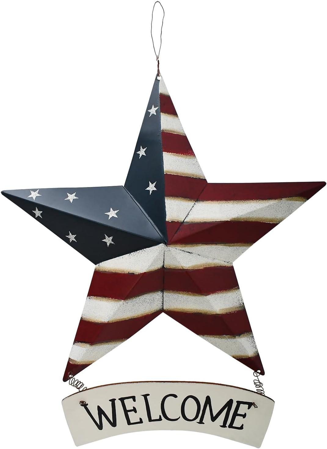 Metal American Flag Barn Star Wall Decor Patriotic Hanging USA Red White Blue St