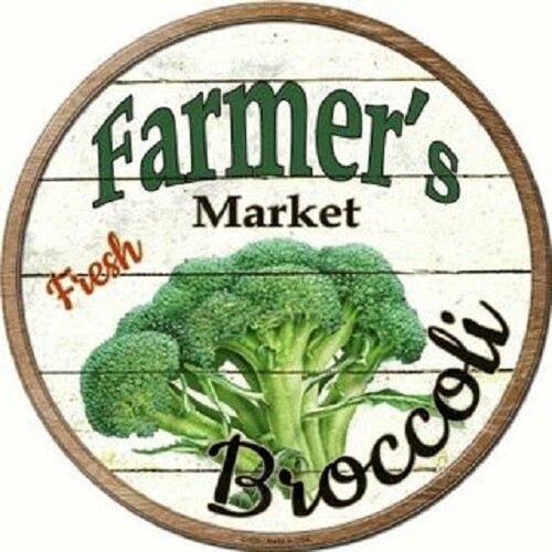 Farmers Market Broccoli 12″ Lightweight Metal Circle Sign