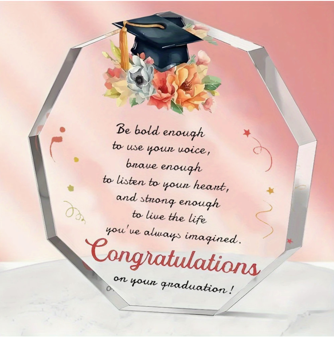 Graduation Plaque 3.9in Acrylic Keepsake with Inspirational Message for Graduate