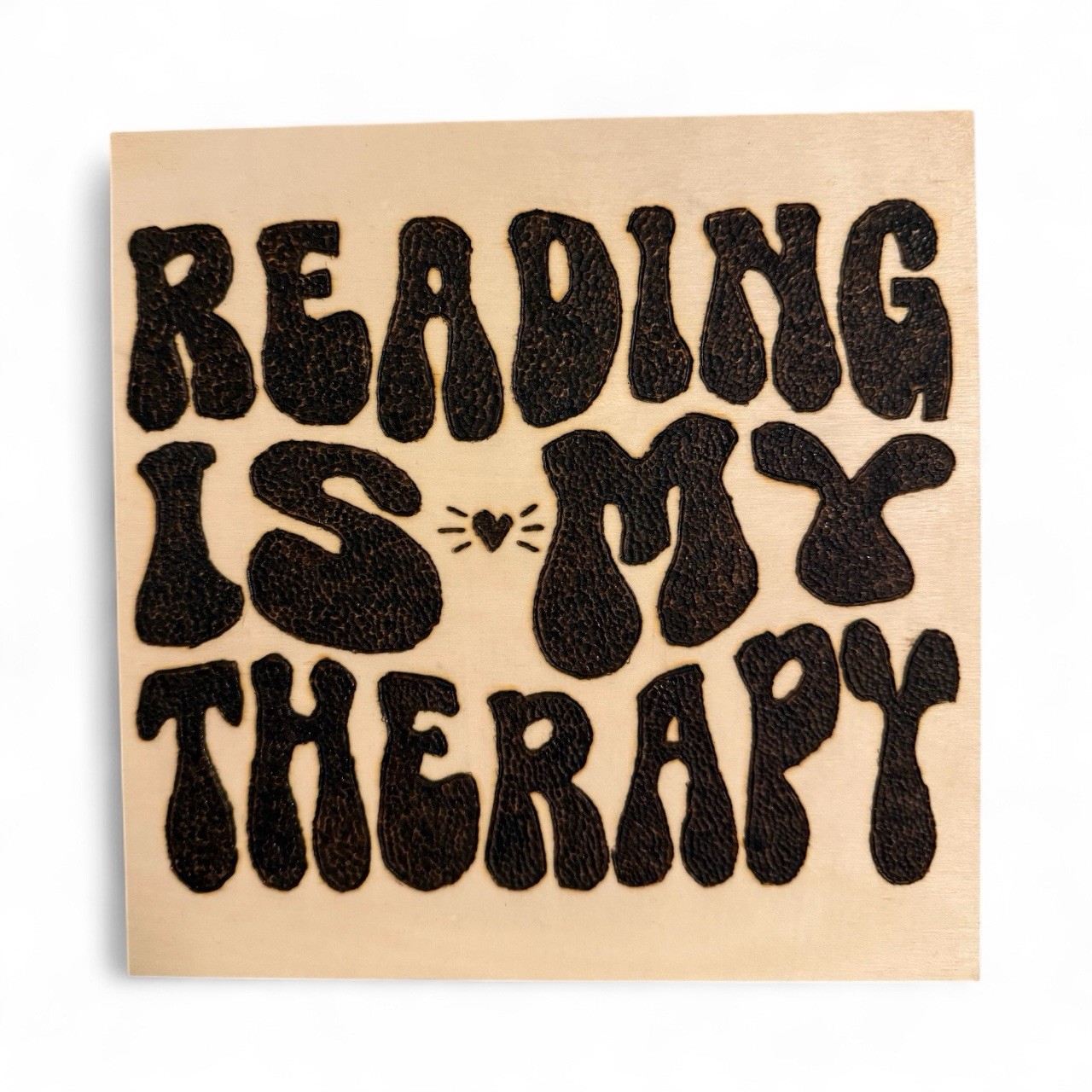 Handmade Etched Home Decor ￼ “Reading Is My Therapy” Sign 8×8 Inches