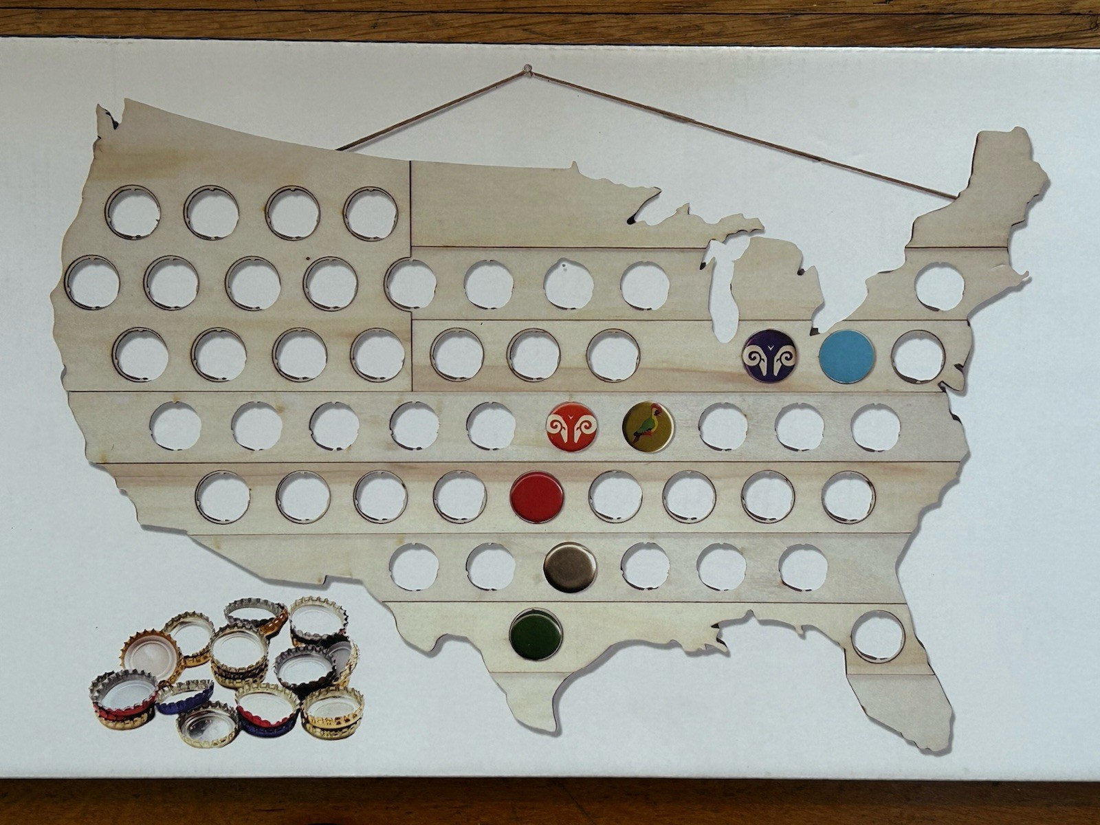 NEW Yorkshire Wood Beer Cap Map United States with Hangers Display Wall Decor