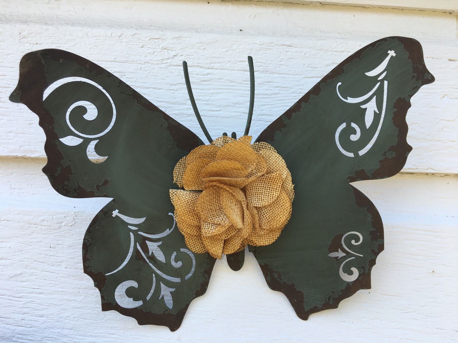 Butterfly Wall Decor Metal Rustic Wall Hangings Set Of 2 Butterflies NWOT 9×7