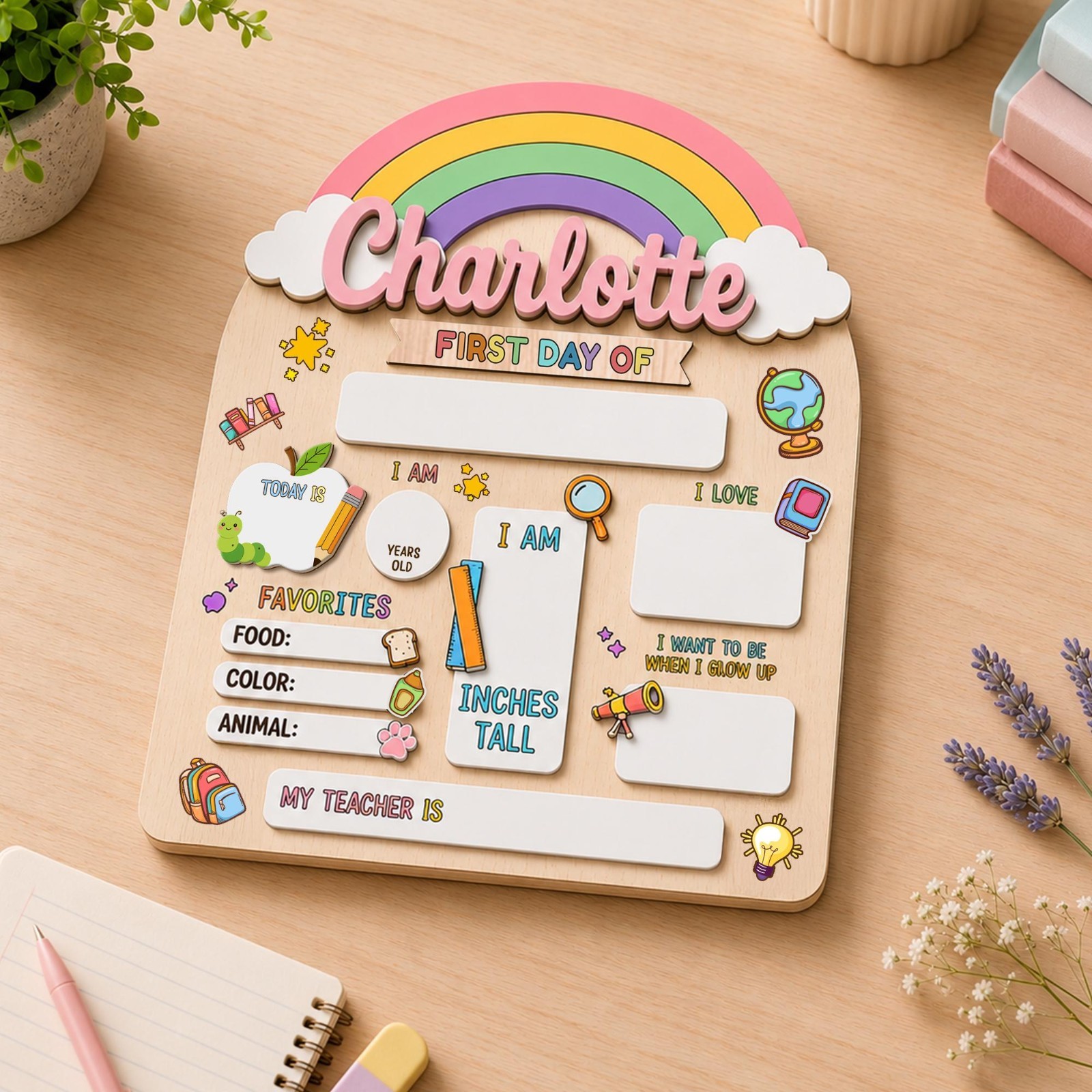 Custom First & Last Day School Sign, Reusable Photo Prop Board