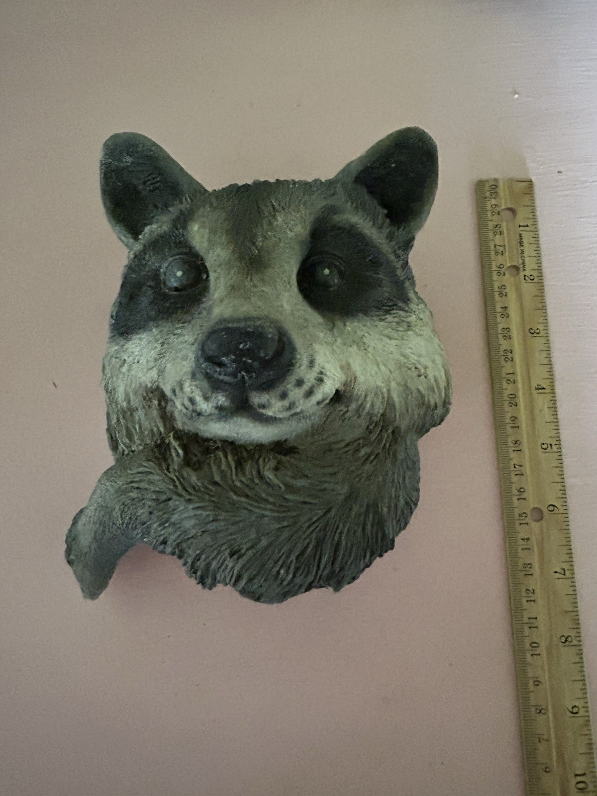 VTG Wall Garden Sculpture Lot of 5 Forest Faces Bear Raccoon Wolf Frog Cat Resin