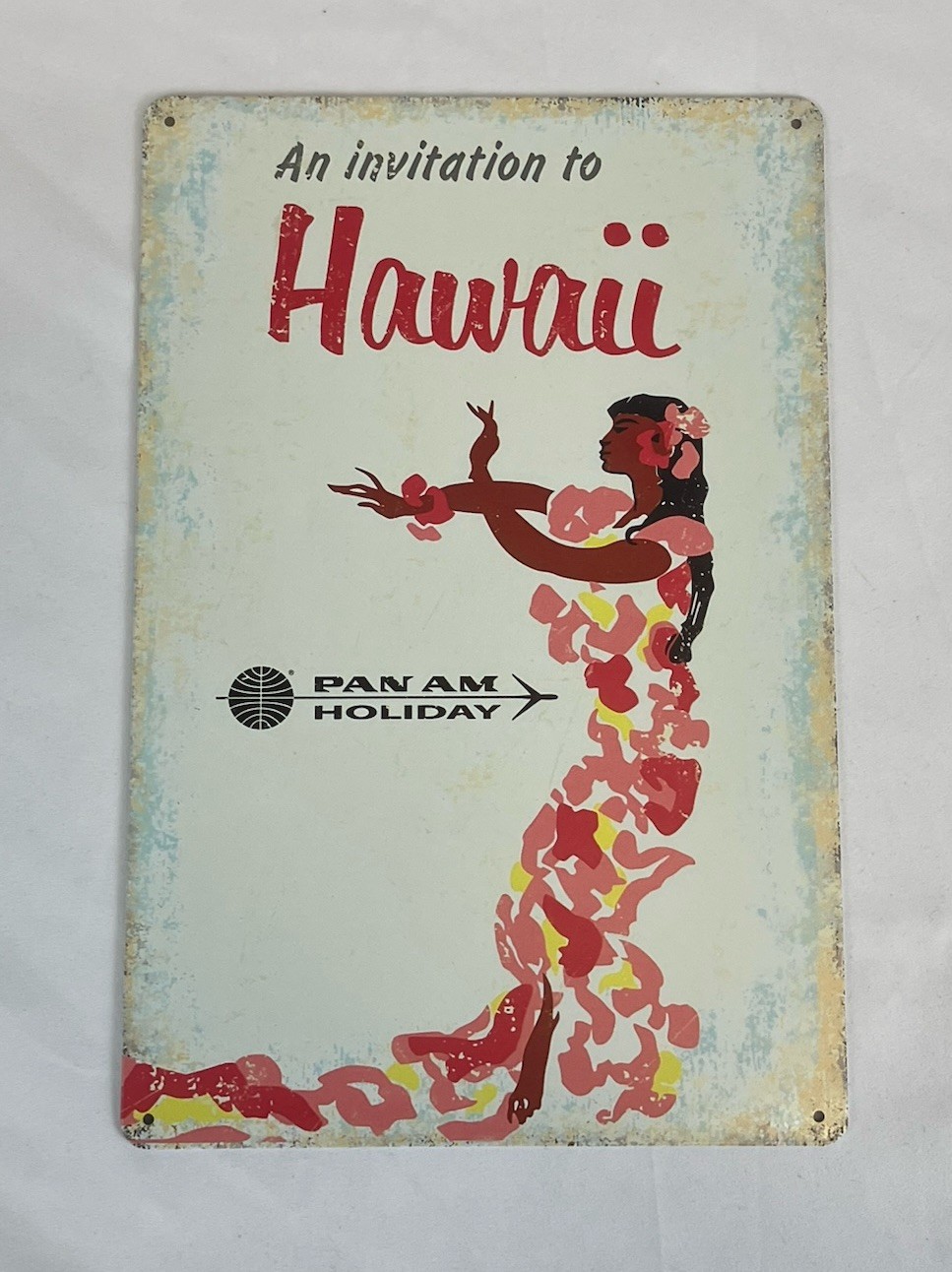 Panam Holiday Hawaii Metal Tin Sign Tiki Bar Wall Art 12″ x 8″ Hula Girl New