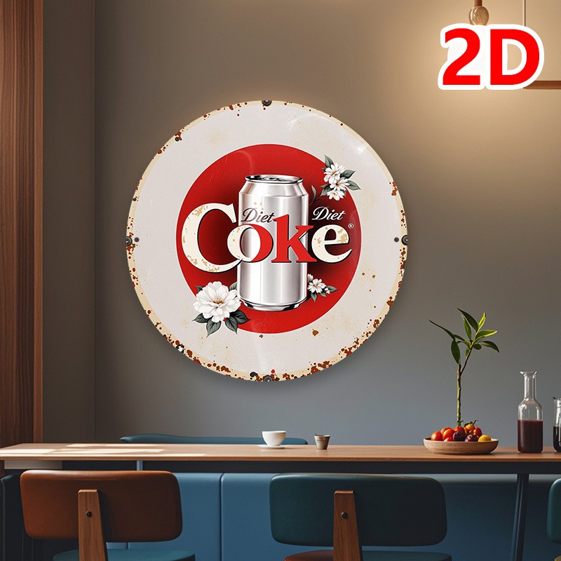 Vintage Diet Coke Aluminum Round Tin Metal Signs – Contemporary Wall Art Decor