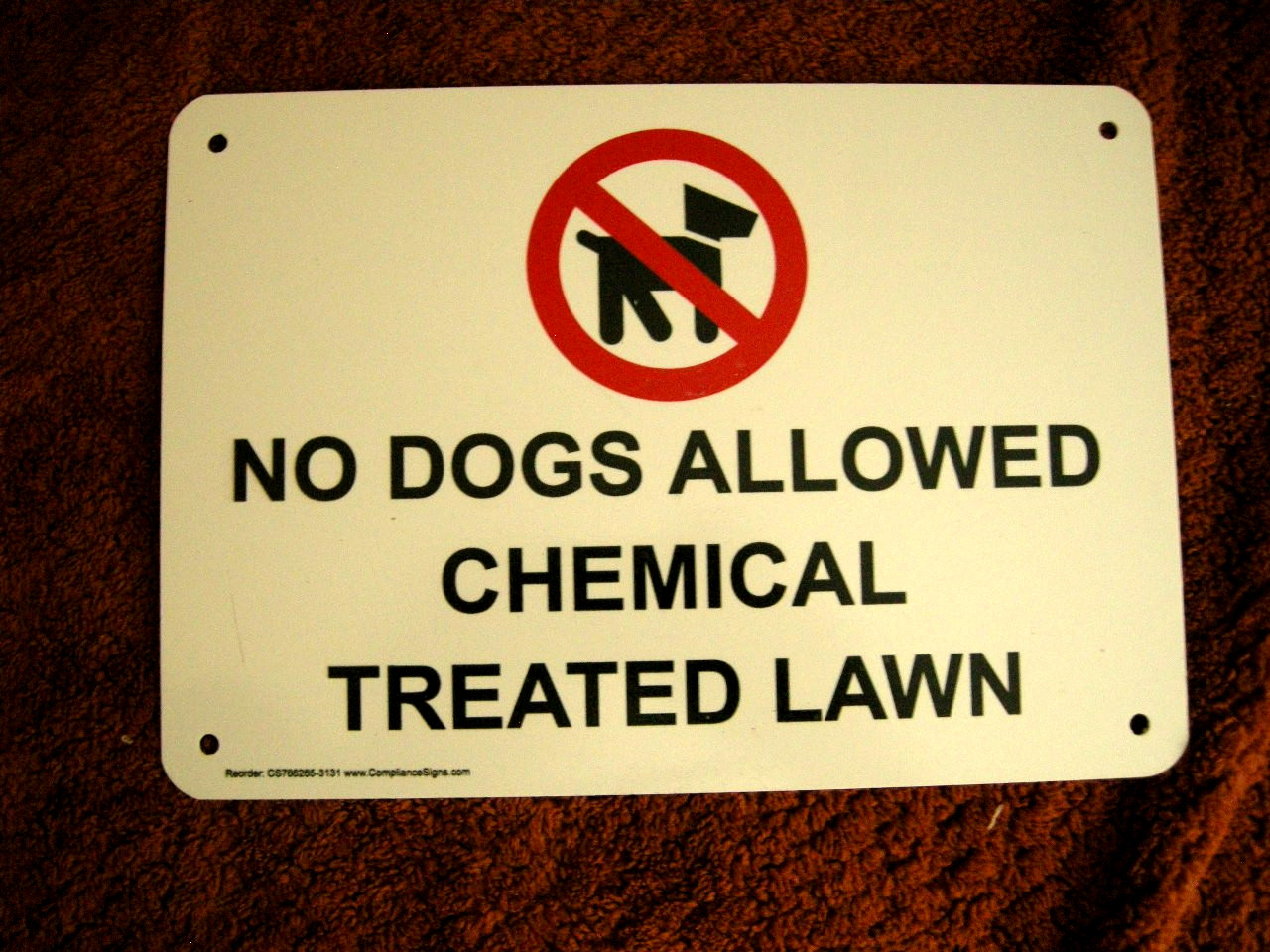 NO DOGS ALLOWED – CHEMICAL TREATED LAWN Plastic Warning Sign 10″ x 7″ *NEW