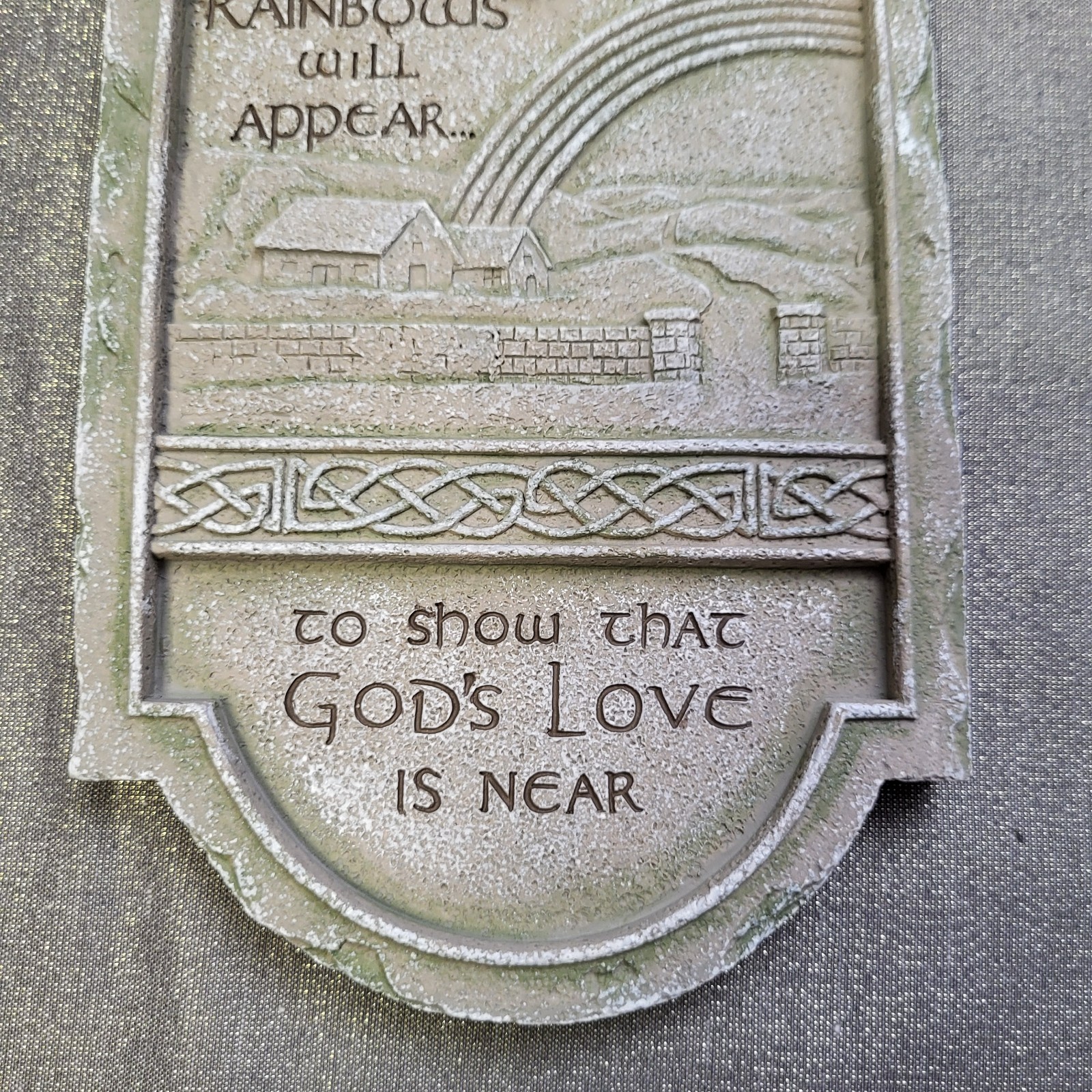 Irish Blessing Stone Plaque w/Ground Stakes «Rainbows Will Appear»