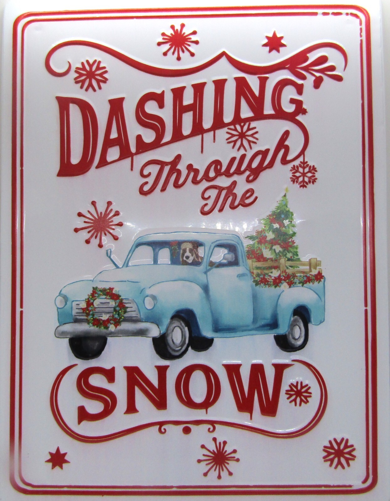 NEW Pioneer Woman «Dashing Through the Snow» Hanging Metal Sign.