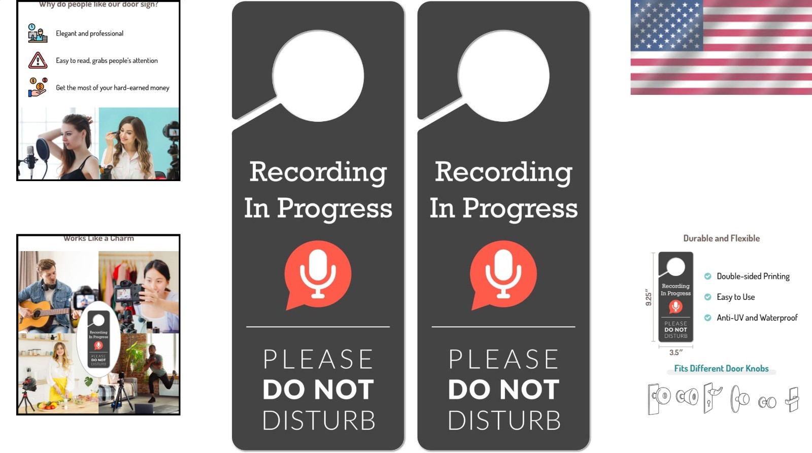 Do Not Disturb Door Hanger Sign 2-Pack – PVC Office Home Studio Privacy Notice