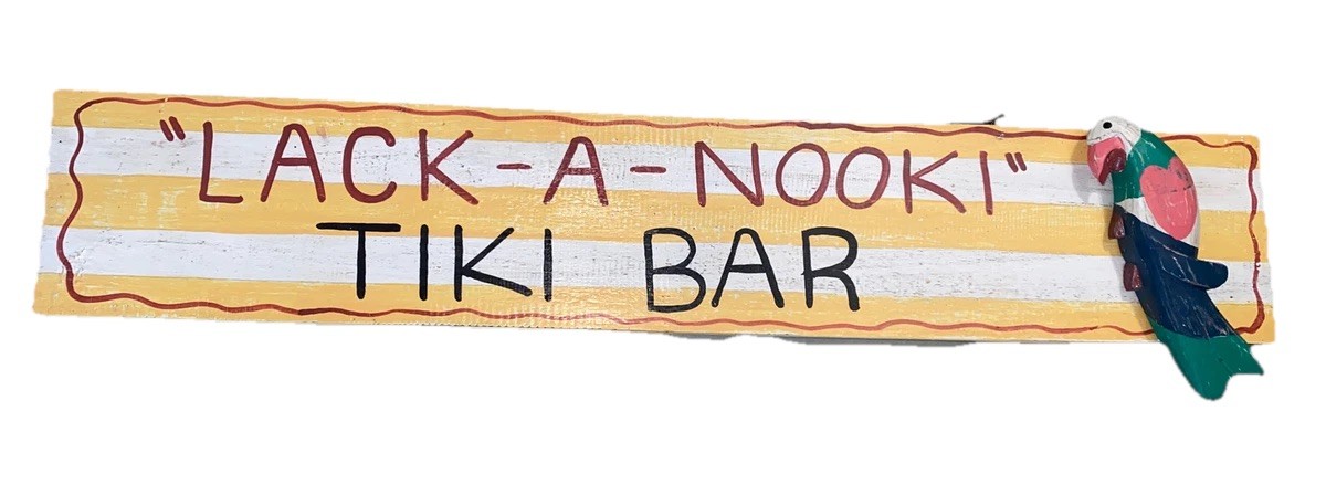 39” LACK A NOOKI TIKI BAR CARVED WOOD SIGN WALL ART TROPICAL TIKI BAR HOME DECOR