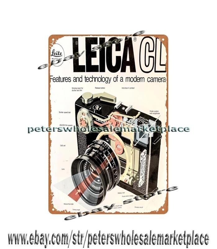 1970s Leica CL Dealer modern camera metal tin sign contemporary home kitchen art