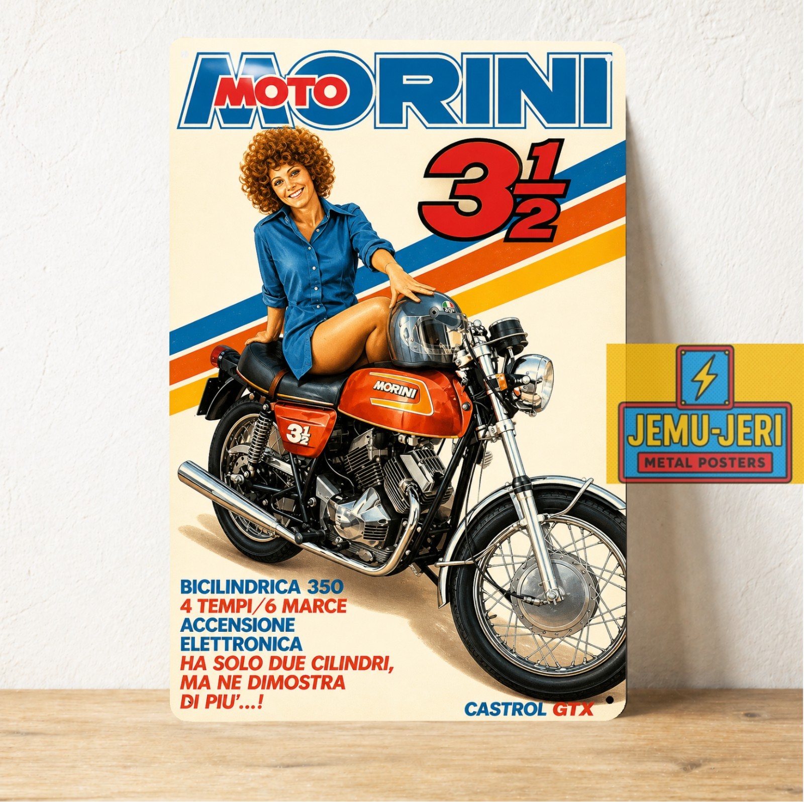 Moto Morini 3½ Vintage Motorcycle Metal Sign 8x12in Retro Pinup Poster