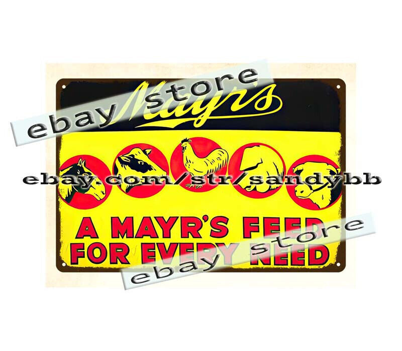 Mayr’s Feed Livestock chicken pig cow metal tin sign buy unframed art