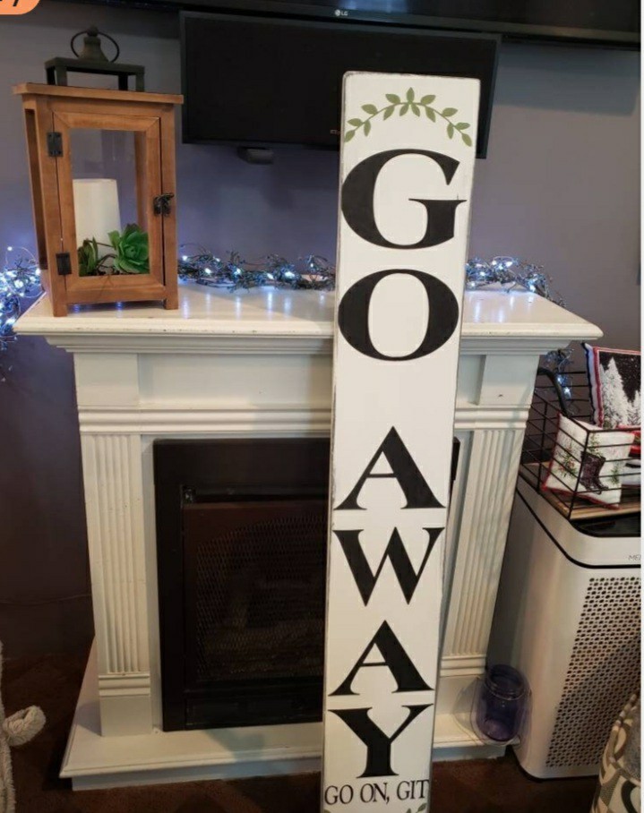 Go Away Go On Git Porch Sign 4 Ft Entryway Sign 48″ Distressed Wood Sign Funny