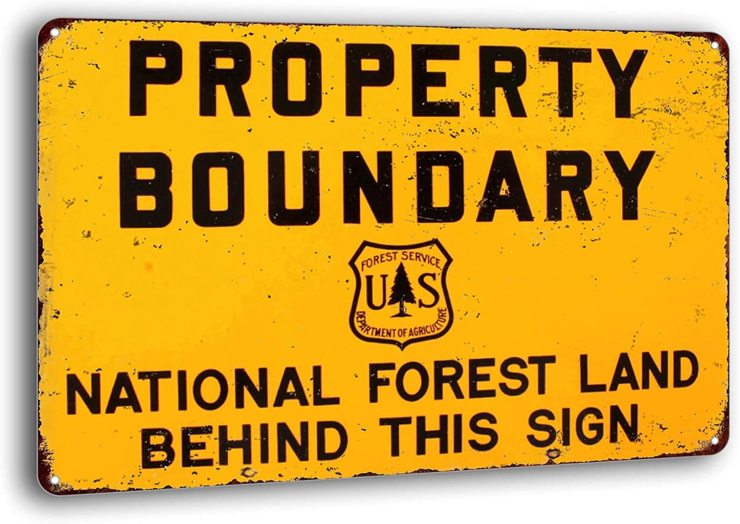 Tin Sign Property Boundary National Forest Vintage Reproduction Metal Si