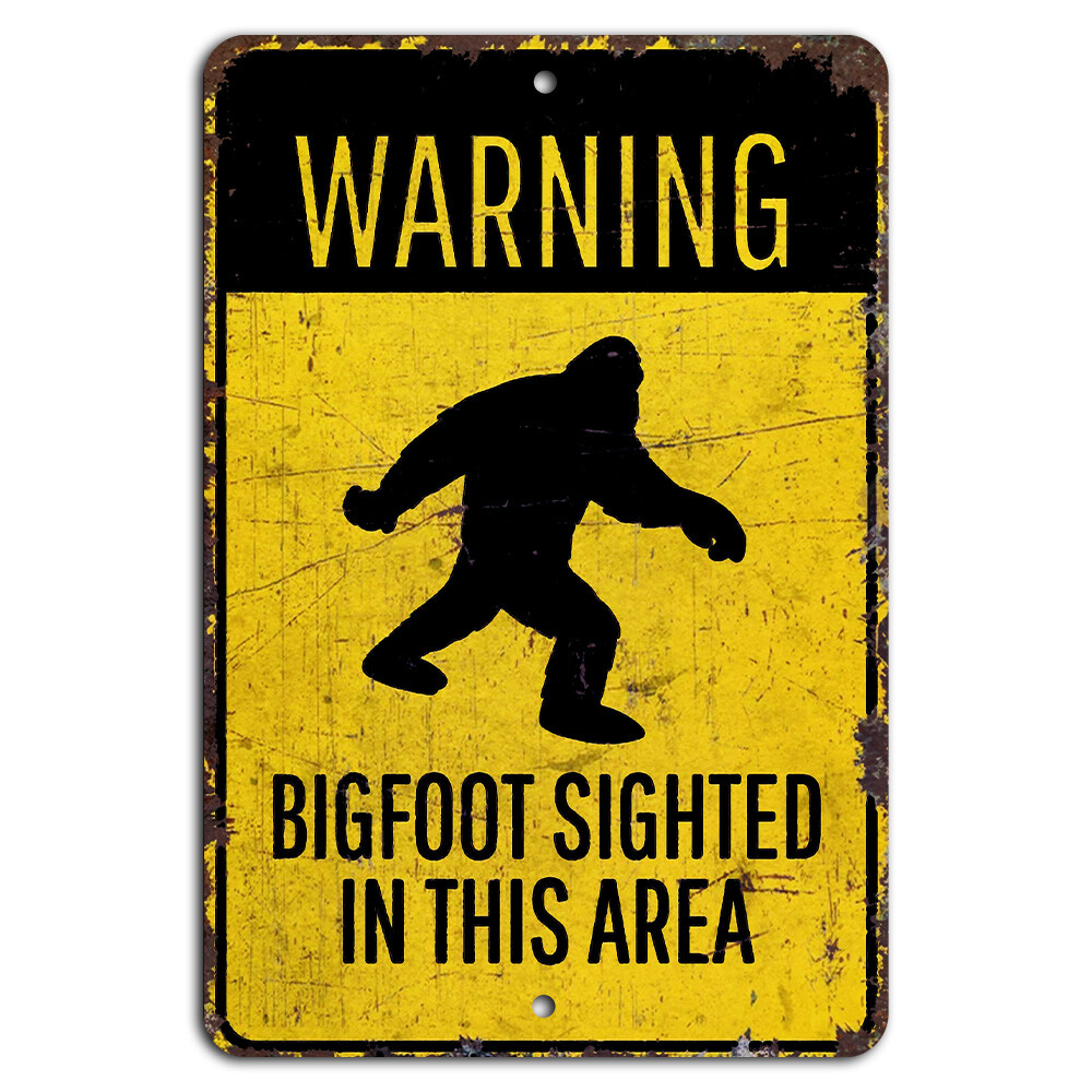Warning Bigfoot Sighted in This Area Rustic Sign – Funny Sasquatch Decor