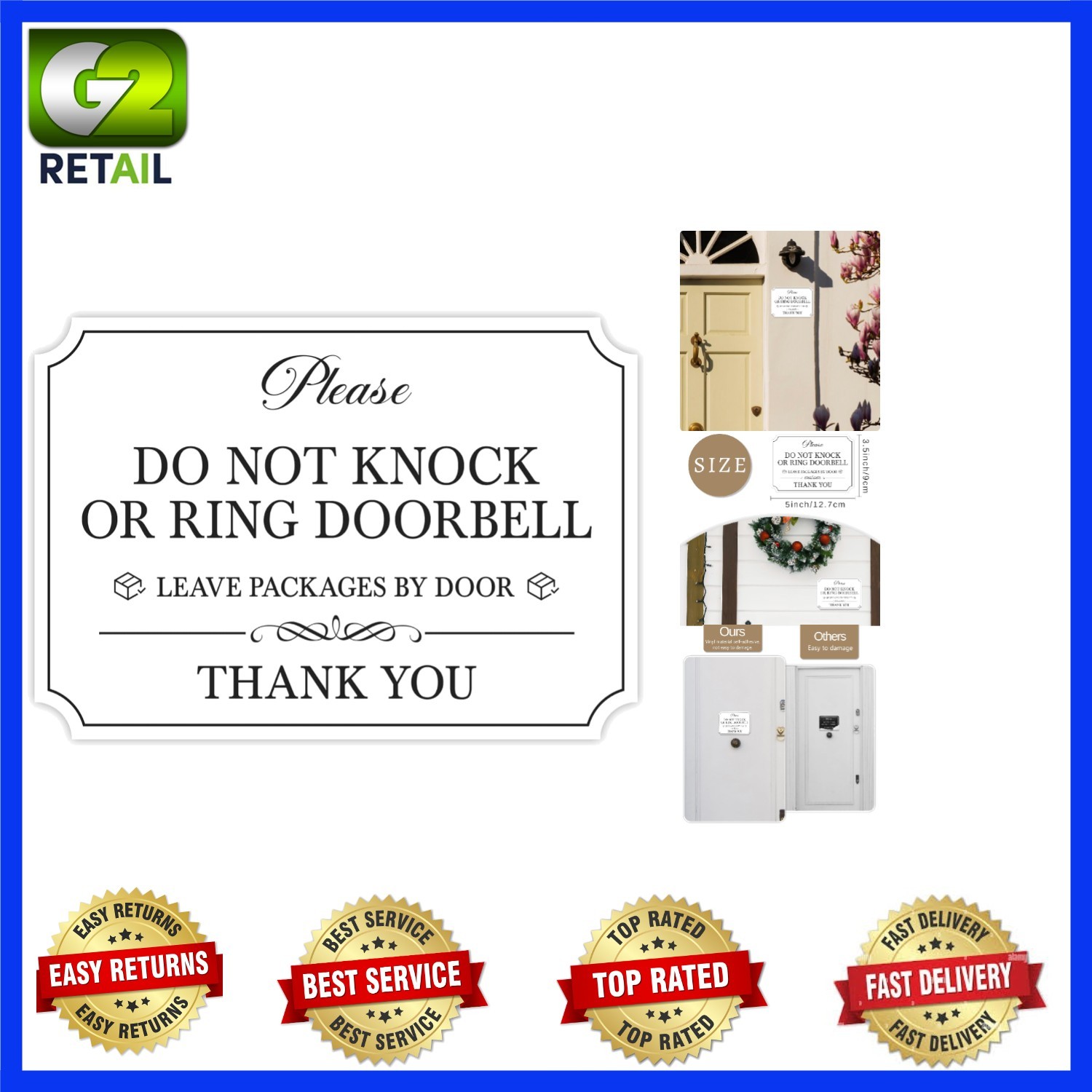 Chic No Soliciting Decal: 5×3.5in Weather-Resistant Door Sign for Businesses