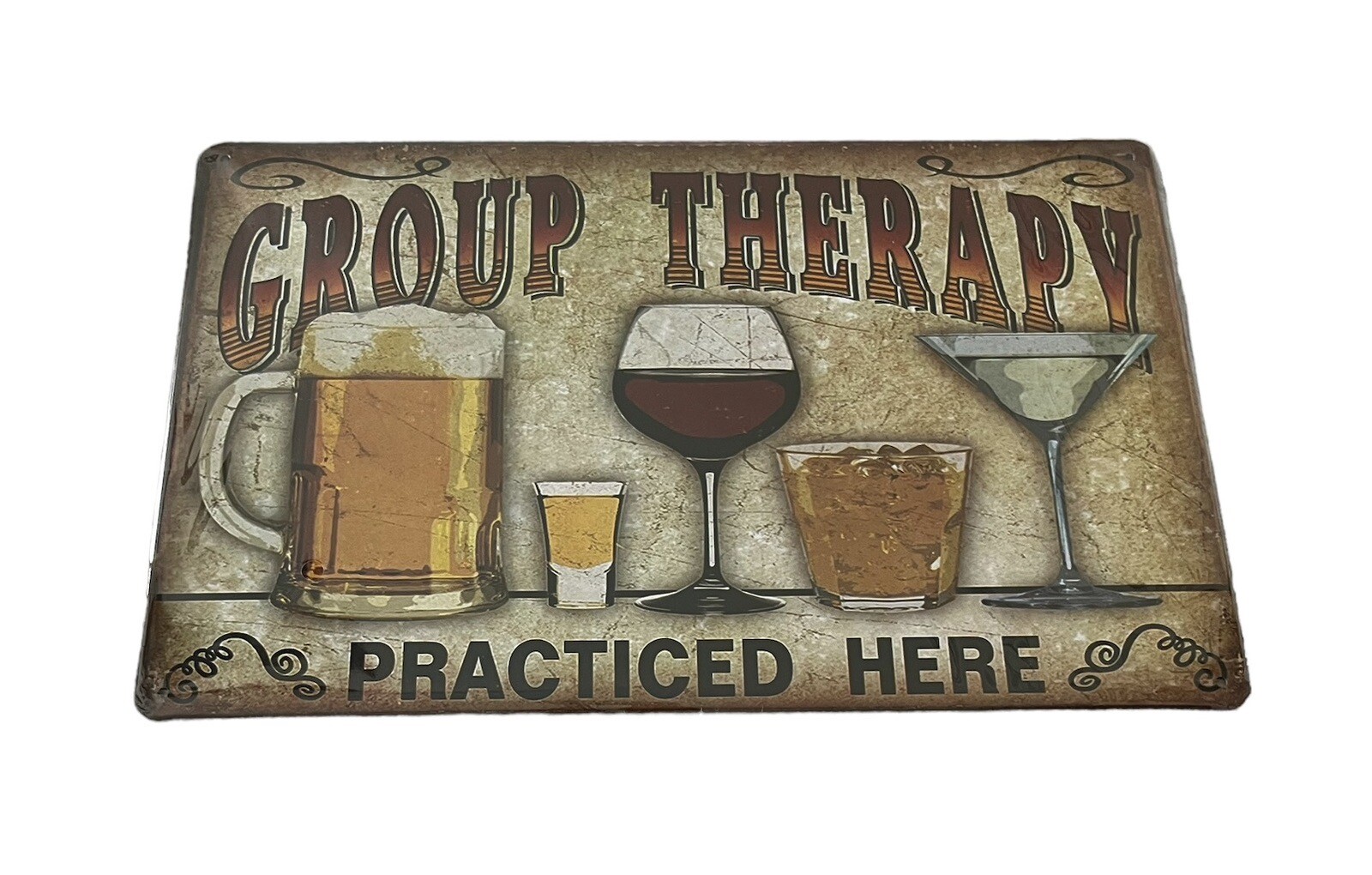 Group Therapy Practiced Here Vintage Looking Metal / Tin Sign 8” X 12” NEW