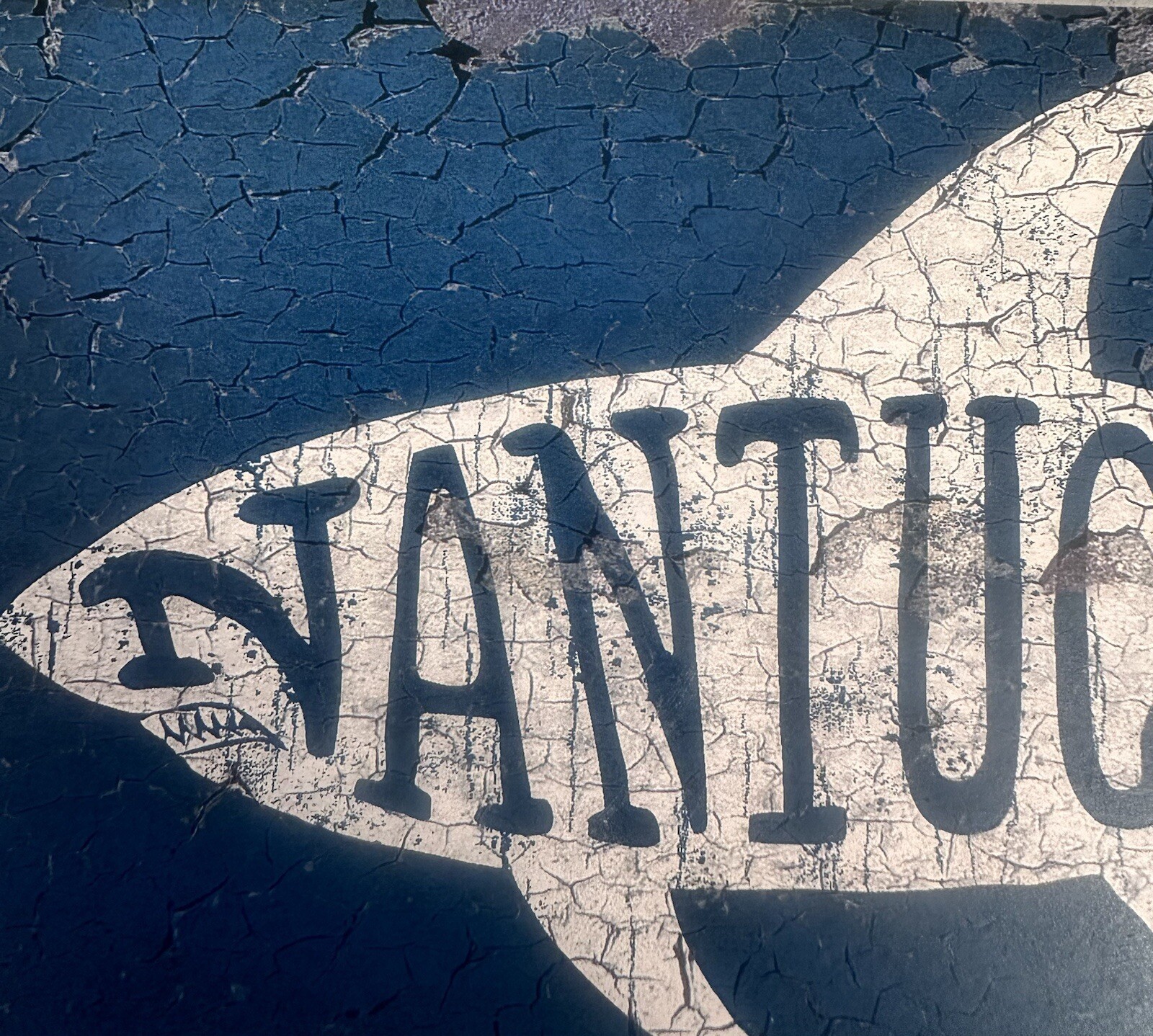 Vintage Nantucket MA Shark Metal Hanging Sign Coastal Decor