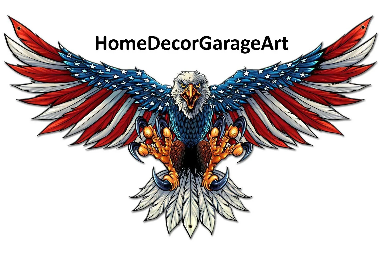 United States Bald Eagle with Flag Wings, Patriotic Metal Custom Cutout Shape