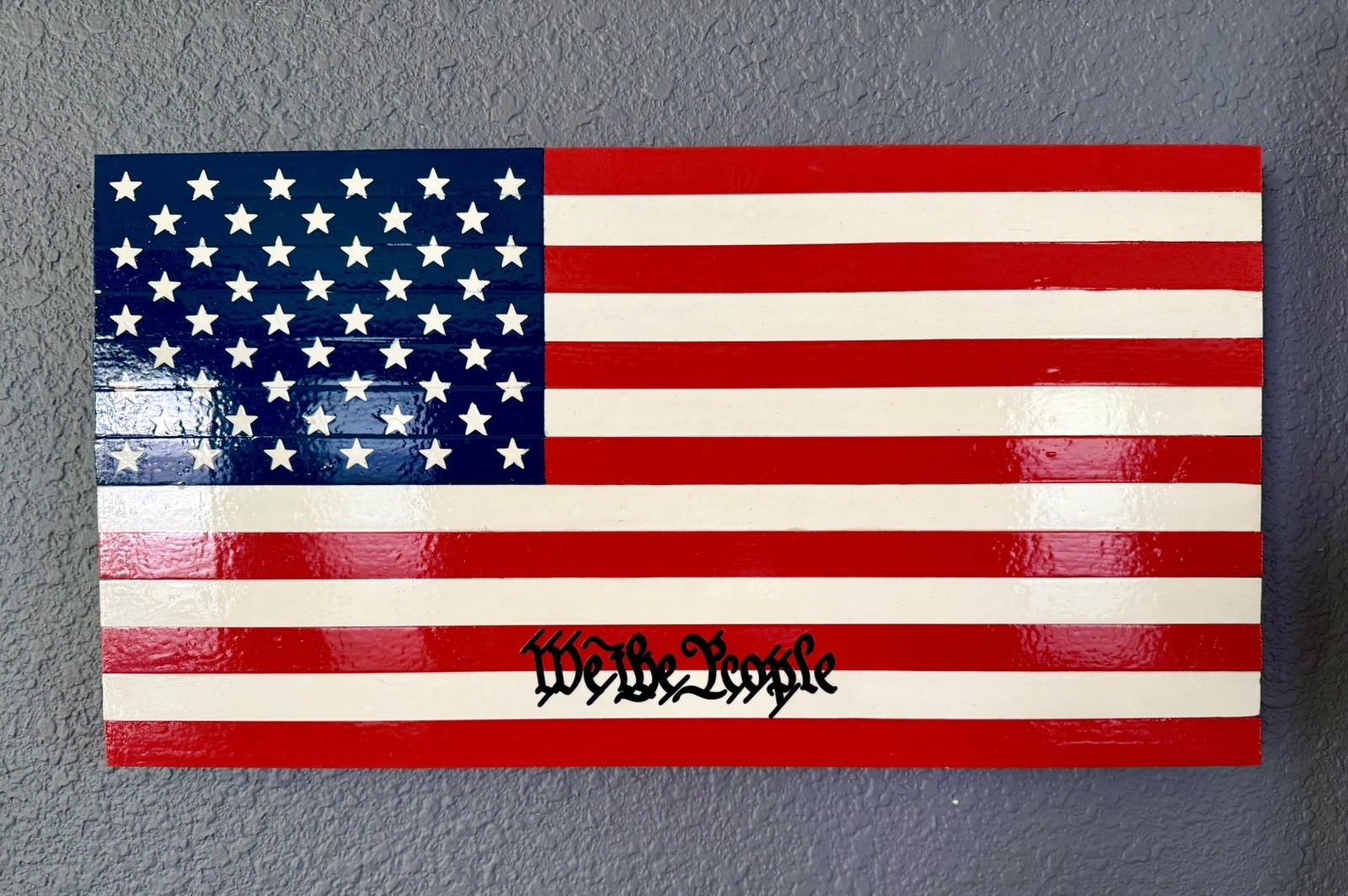 Handmade Wooden American Flag «We The People» wall hanging