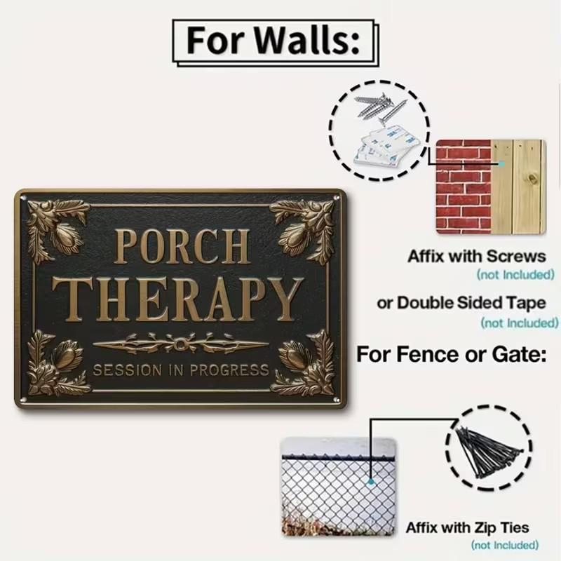 Porch Therapy Session in Progress- Metal Sign 8×12 – NEW