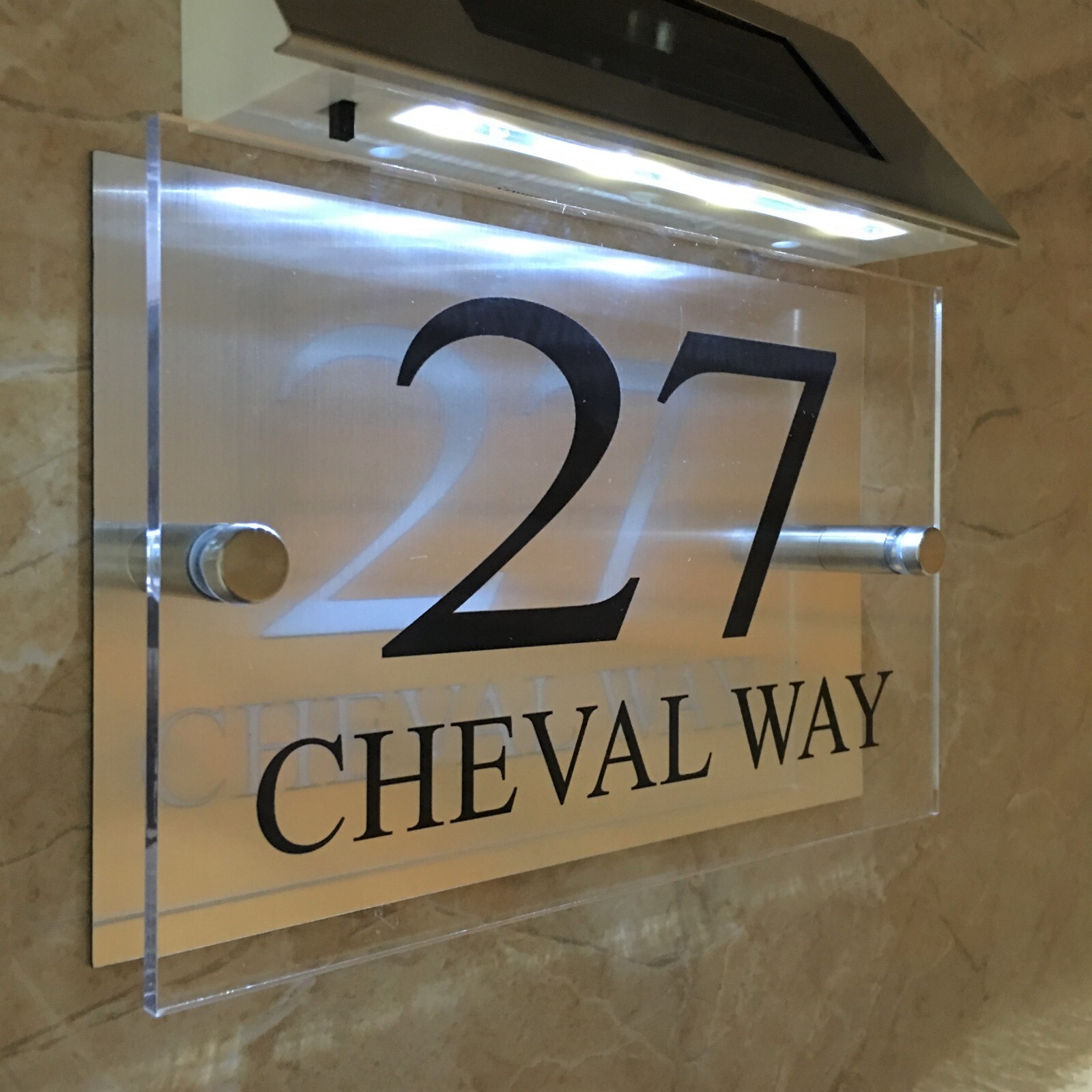 MODERN House Signs Plaques Door Numbers 1 – 99999 street Name SOLAR LIGHT