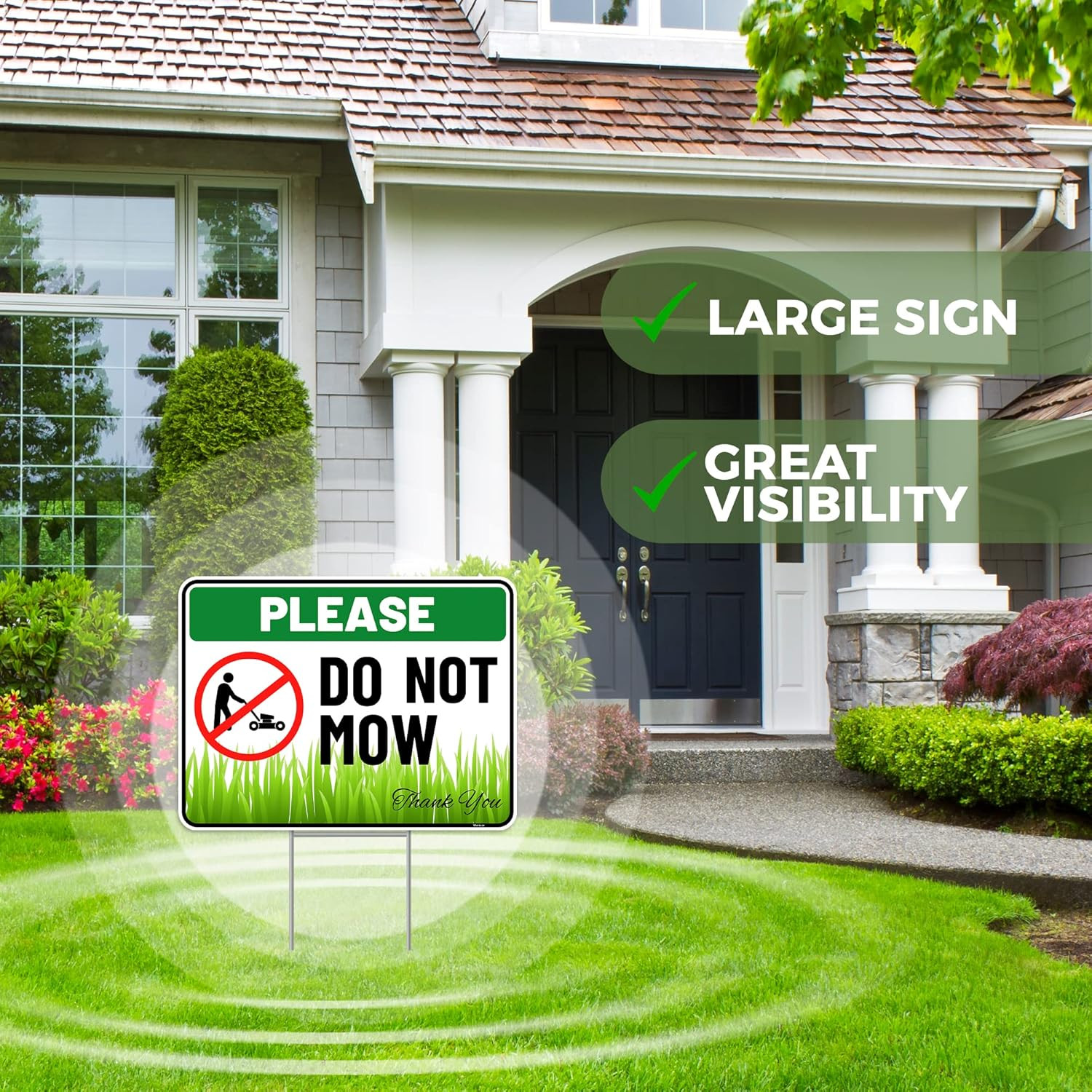 2PC Do Not Mow Sign with Stake, 12 Inches by 9 Inches – Corrugated Plastic – No